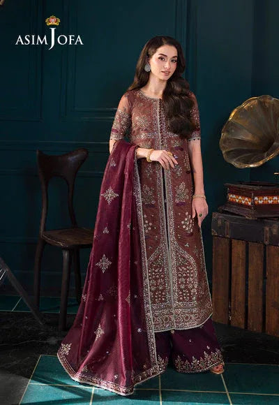 Asim Jofa | Lumiere Formals | AJLFC-08 EMBROIDERED JAVERIA NET - Aqsa Fabrics