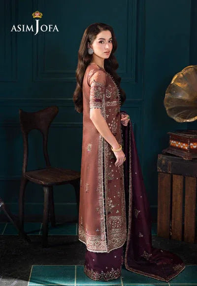 Asim Jofa | Lumiere Formals | AJLFC-08 EMBROIDERED JAVERIA NET - Aqsa Fabrics