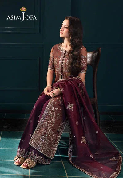 Asim Jofa | Lumiere Formals | AJLFC-08 EMBROIDERED JAVERIA NET - Aqsa Fabrics