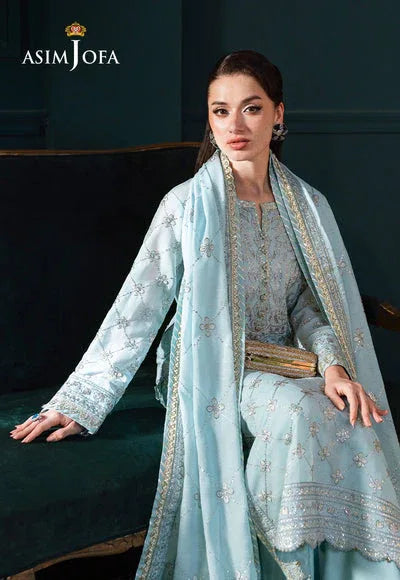 Asim Jofa | Lumiere Formals | AJLFC-01 EMBROIDERED PAPER COTTON - Aqsa Fabrics