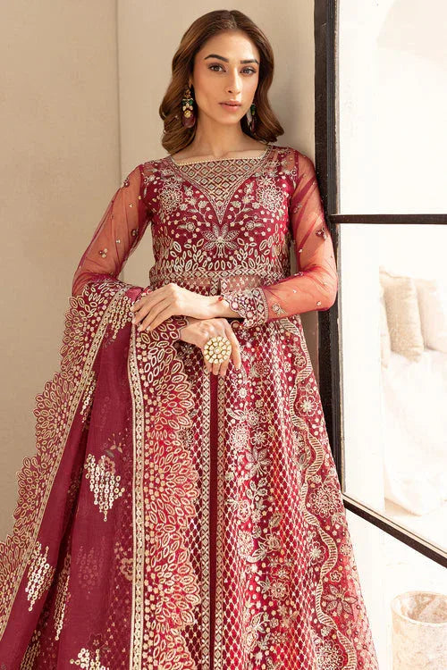 Farasha | Lu Zella Premium Formals 25 | Carmine Allure - Aqsa Fabrics