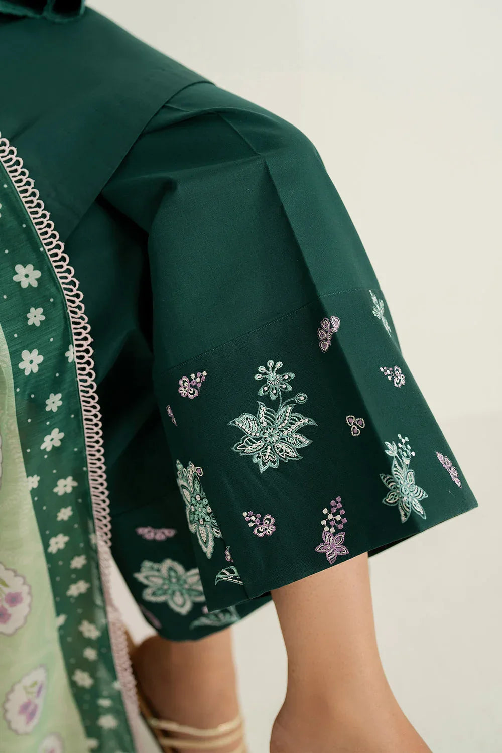 Farasha | Thread Lines Embroidered | Turquoise Bliss - Aqsa Fabrics