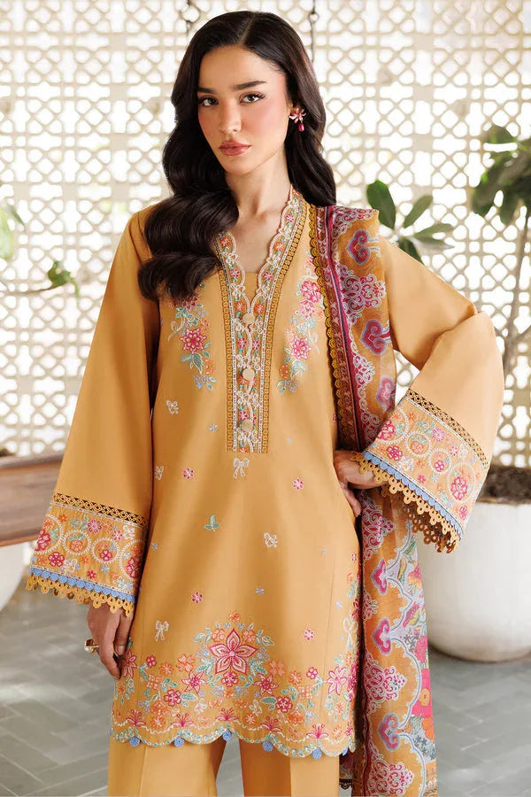 Farasha | Summer Weaves Embroidered Lawn | Golden Bloom - Aqsa Fabrics