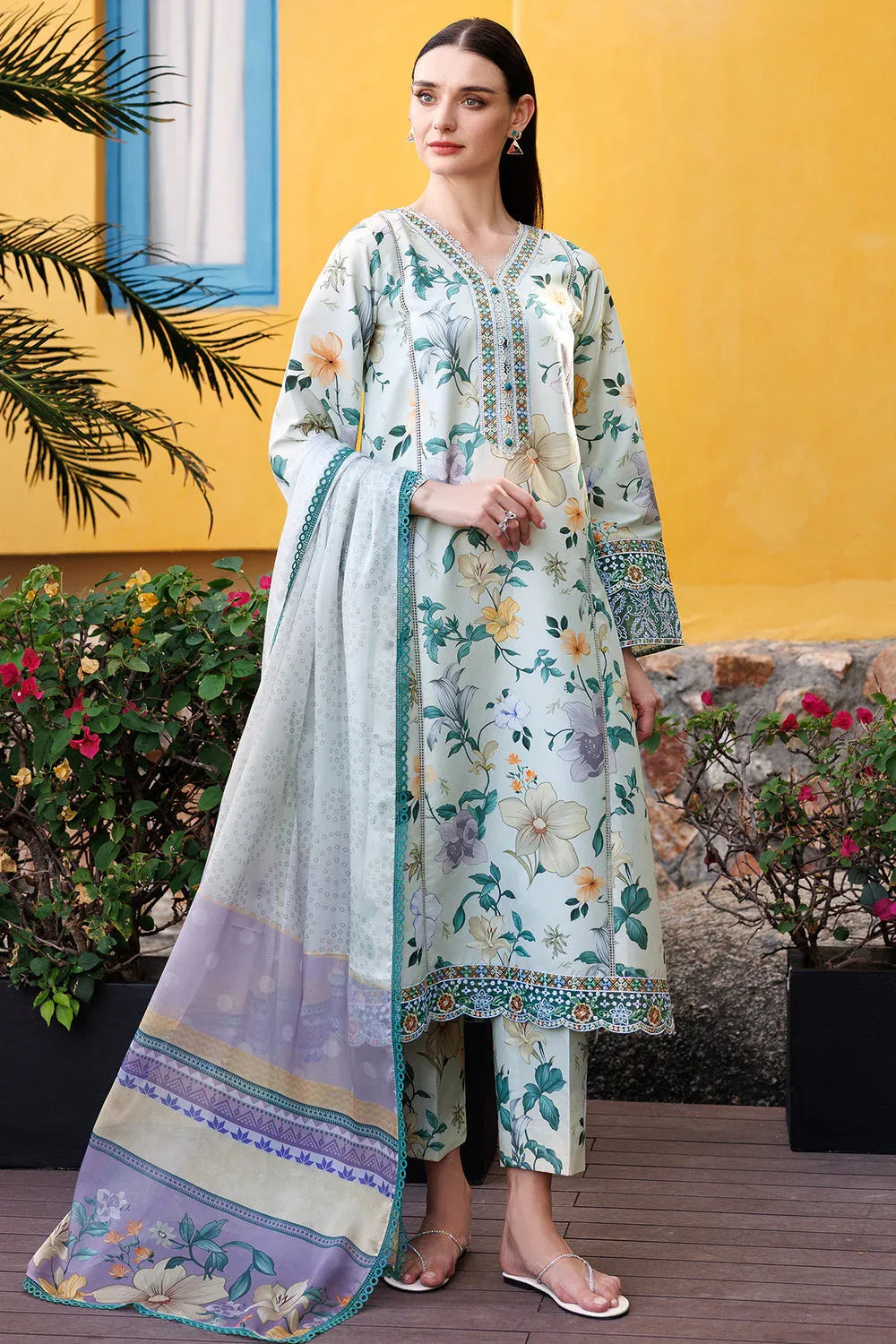 Farasha | Printed Essentials | Aqua Sparkle - Aqsa Fabrics