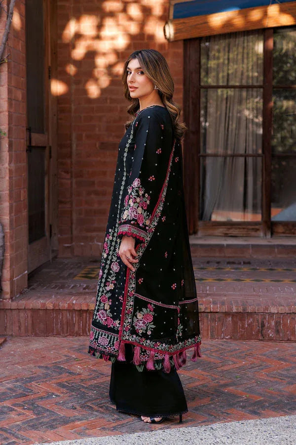 Farasha | Dastoor Embroidered Lawn SS24 | ORNATE NOIR - Aqsa Fabrics