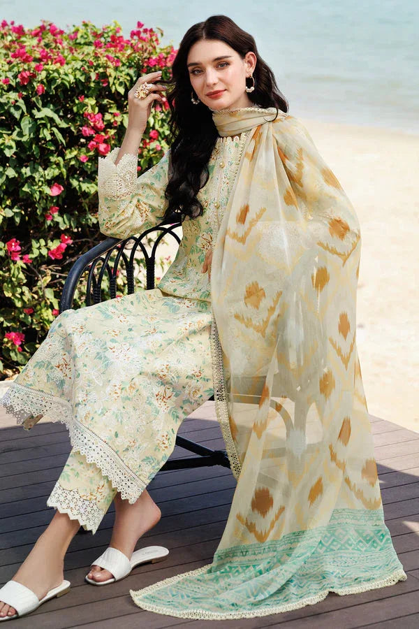 Farasha | Printed Essentials | Lush Cream - Aqsa Fabrics