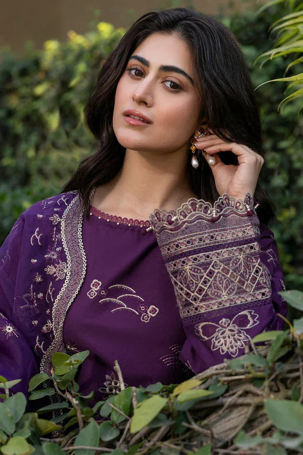 Farasha | Summer Weaves Embroidered Lawn | Raven Plum - Aqsa Fabrics