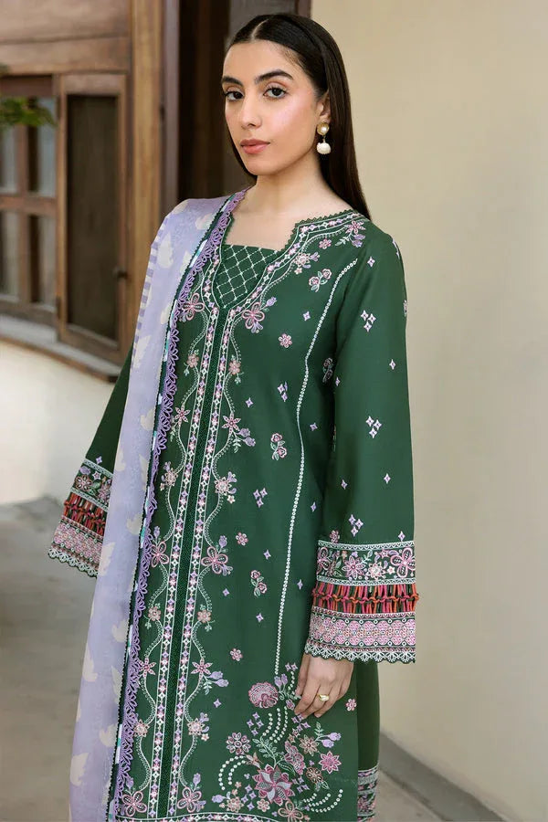 Farasha | Summer Weaves Embroidered Lawn | Emerald Eclips - Aqsa Fabrics