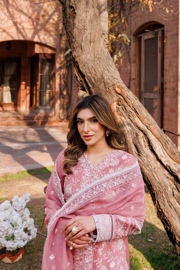 Farasha | Dastoor Embroidered Lawn SS24 | PEARL MIST - Aqsa Fabrics