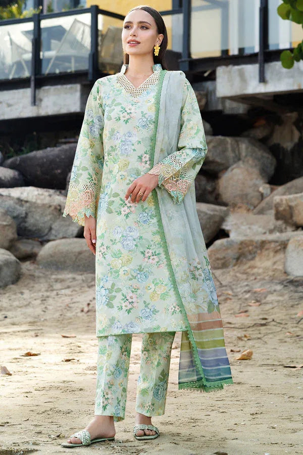 Farasha | Printed Essentials | Mint Bloom - Aqsa Fabrics