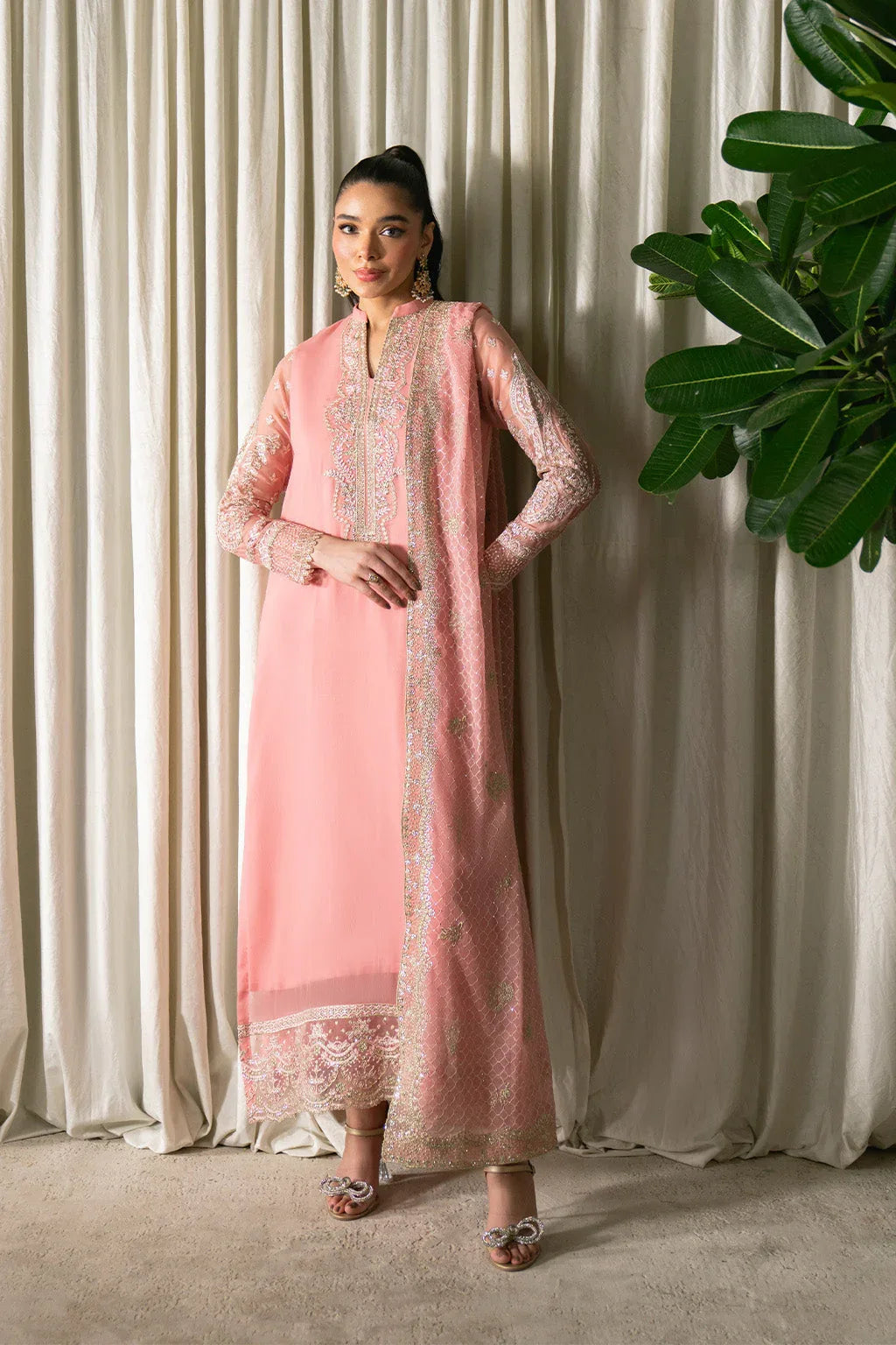 Neeshay | Ready to Wear Chiffon | RTW-CHFN-02 Pink - Aqsa Fabrics