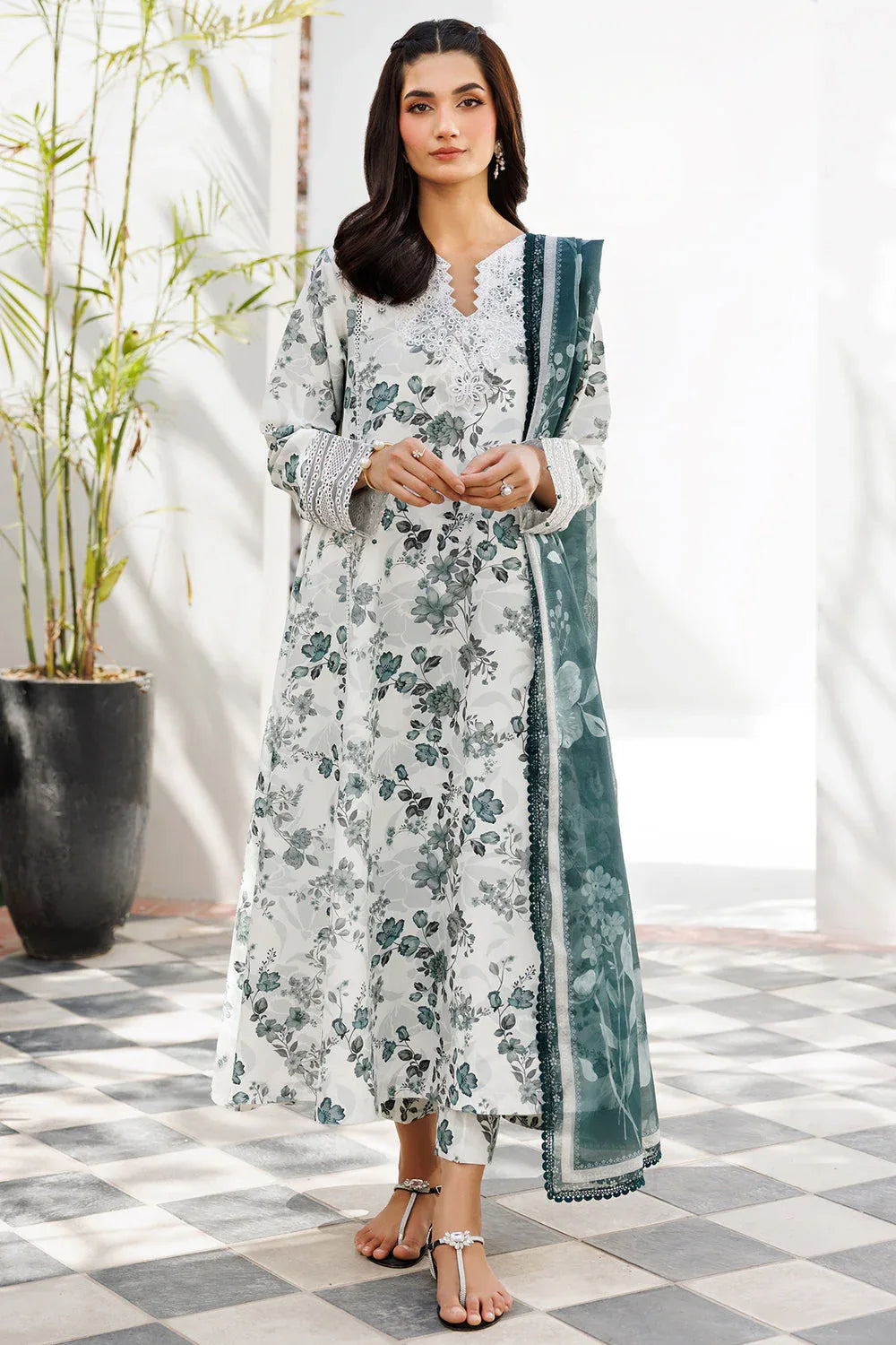 Farasha | Printed Essentials | Smokey Sea - Aqsa Fabrics