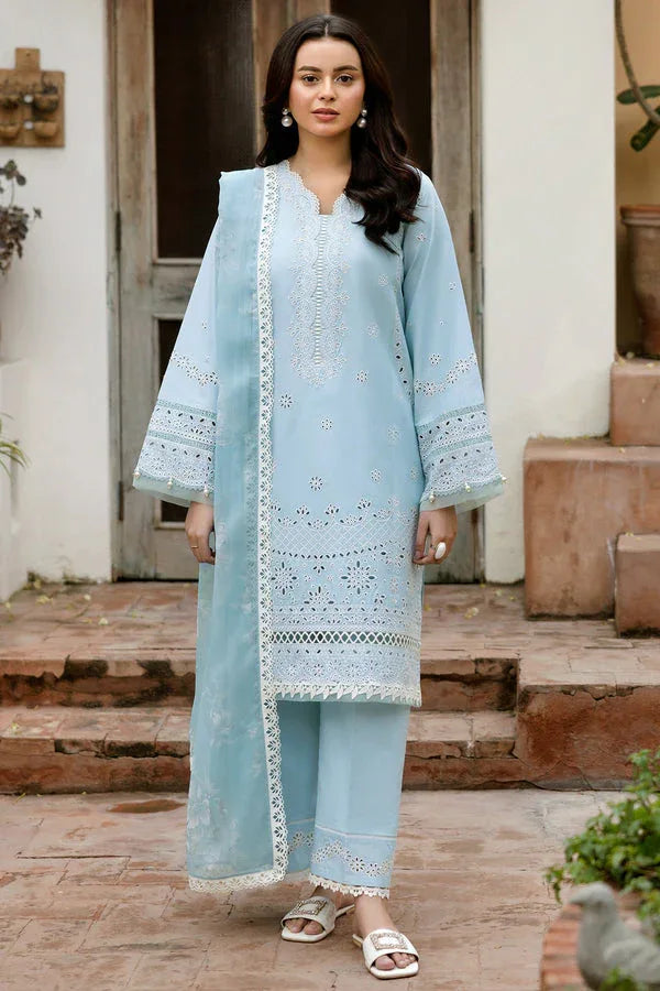 Farasha | Summer Weaves Embroidered Lawn | Sky Haze - Aqsa Fabrics
