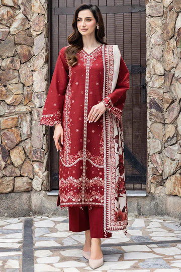 Farasha | Eminence Khaddar 25 | Claret - Aqsa Fabrics