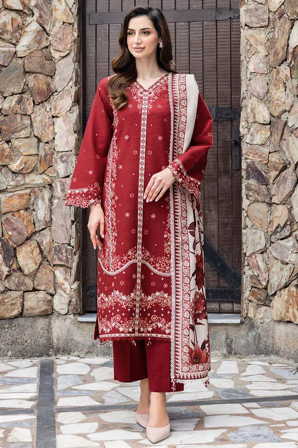 Farasha | Eminence Khaddar 25 | Claret - Aqsa Fabrics