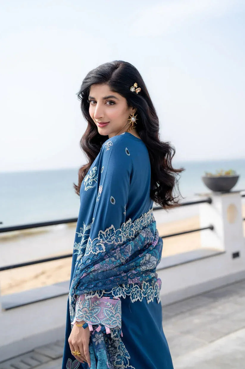 Aabyaan | Saagar Luxury Lawn 25 | AZURA (AS-03) - Aqsa Fabrics
