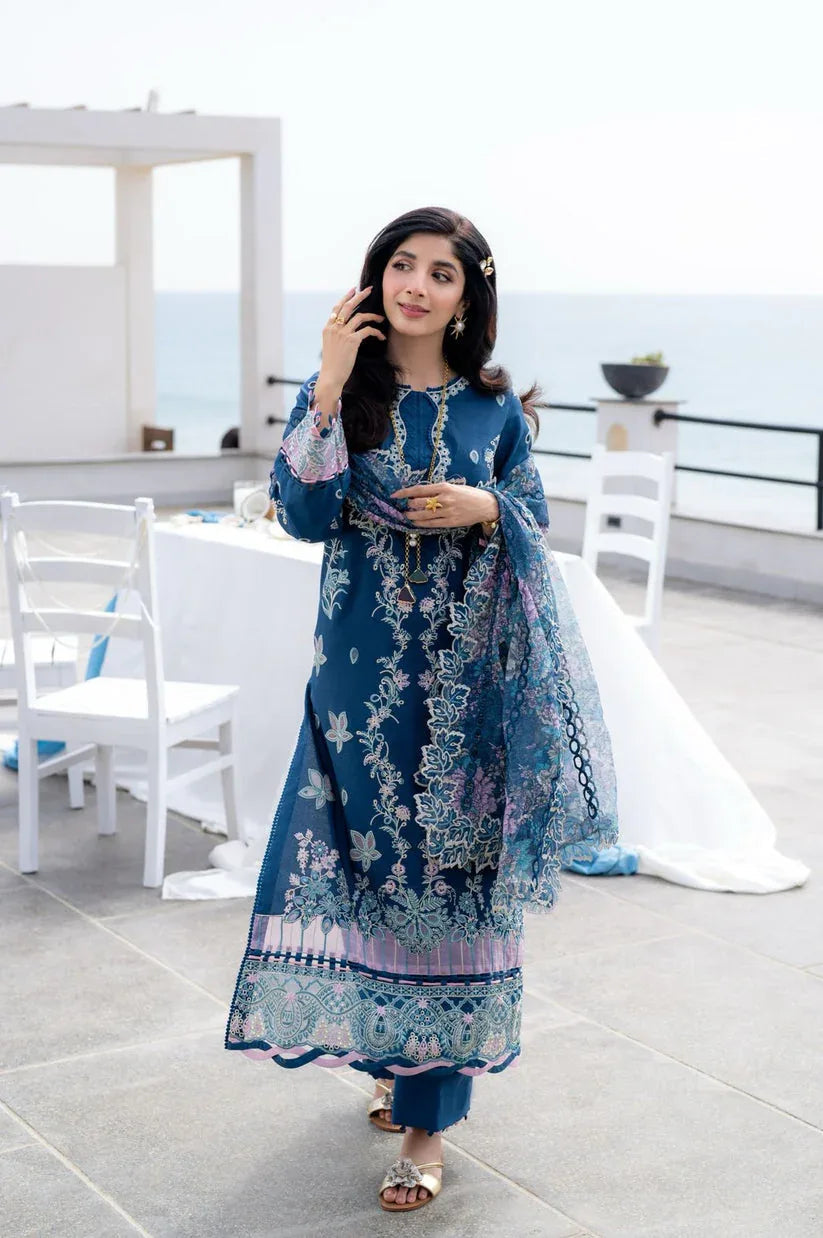 Aabyaan | Saagar Luxury Lawn 25 | AZURA (AS-03) - Aqsa Fabrics