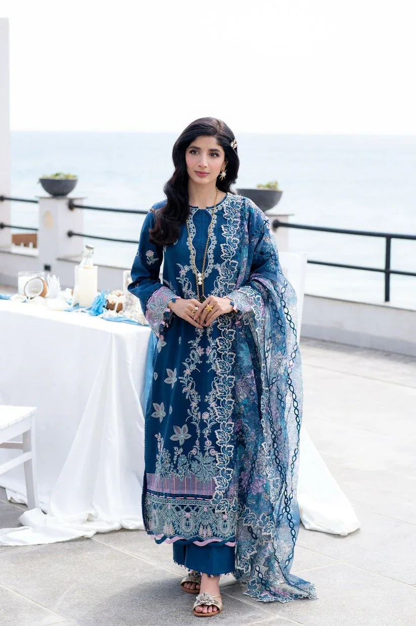 Aabyaan | Saagar Luxury Lawn 25 | AZURA (AS-03) - Aqsa Fabrics
