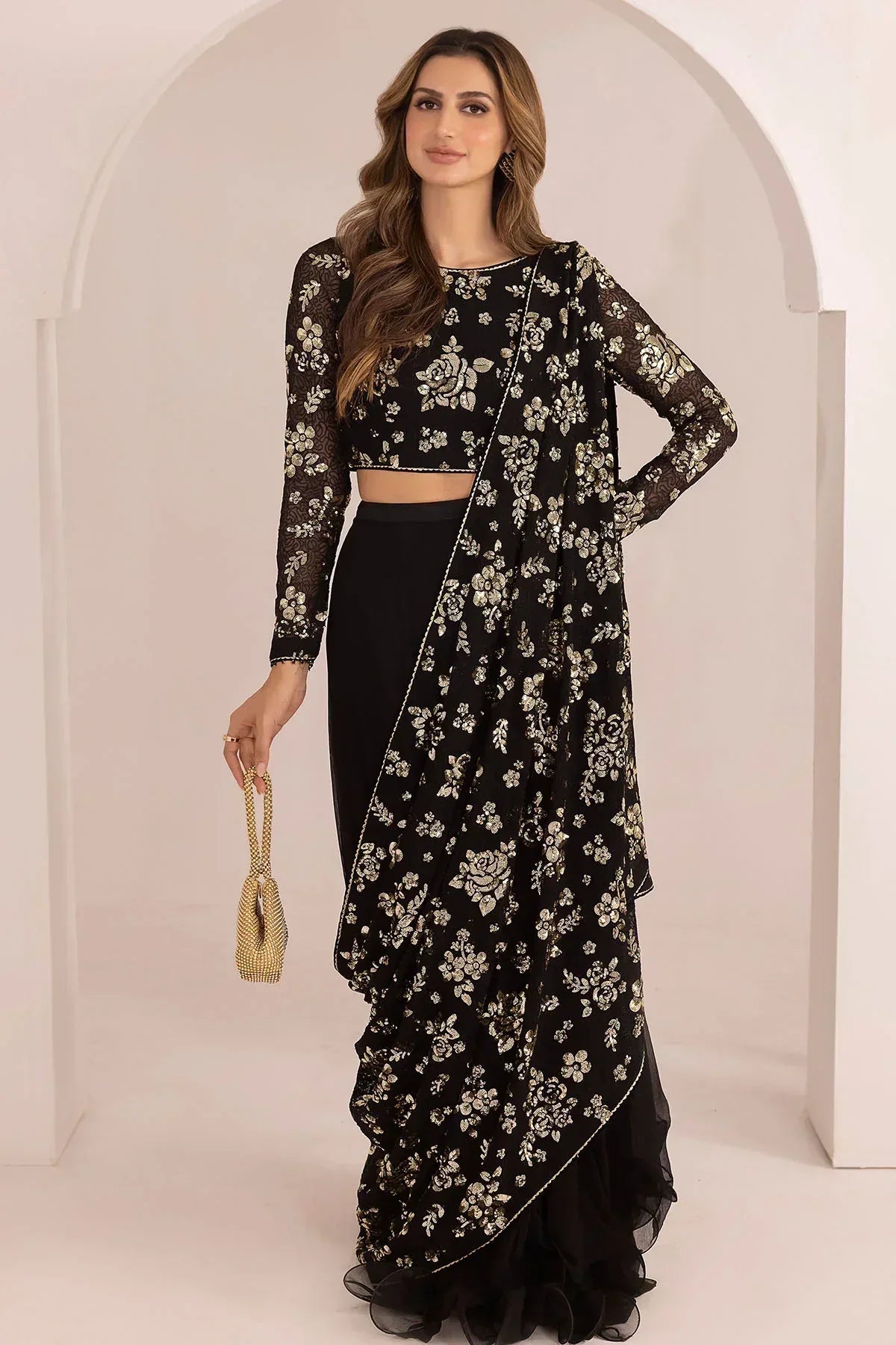 Jazmin | Formals Collection | EMBROIDERED CHIFFON UC-3021 - Aqsa Fabrics