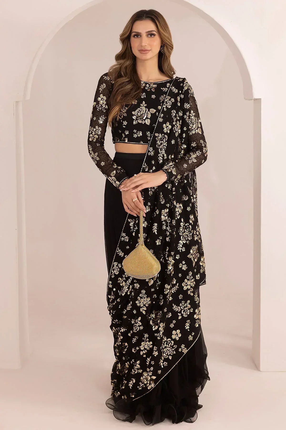 Jazmin | Formals Collection | EMBROIDERED CHIFFON UC-3021 - Aqsa Fabrics