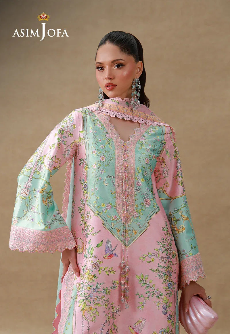 AJULSC-03 Embroidered Charmeuse Silk Unstitched 3 Pcs