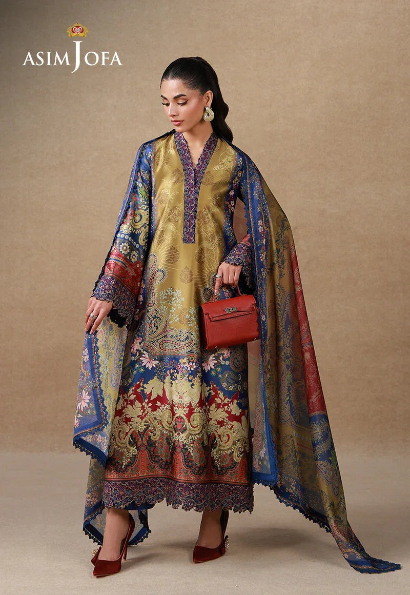 AJULSC-01 Embroidered Charmeuse Silk Unstitched 3 Pcs