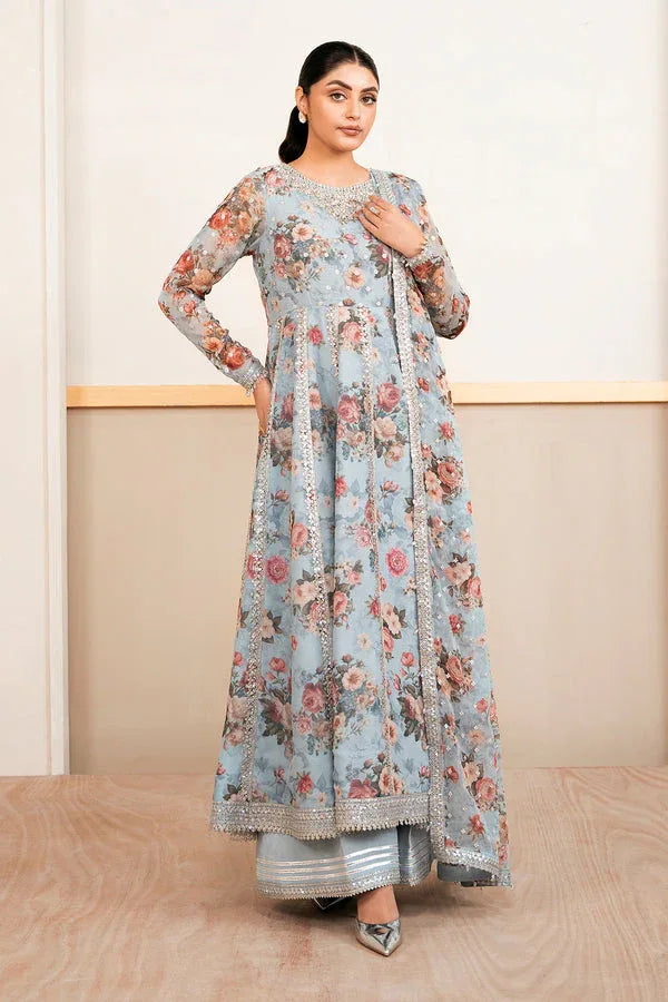 Baroque | Luxury Pret 25 | EMBELLISHED PRINTED CHIFFON PR-1058 - Aqsa Fabrics