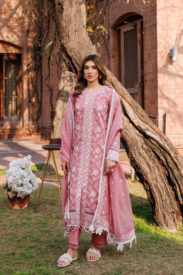 Farasha | Dastoor Embroidered Lawn SS24 | PEARL MIST - Aqsa Fabrics