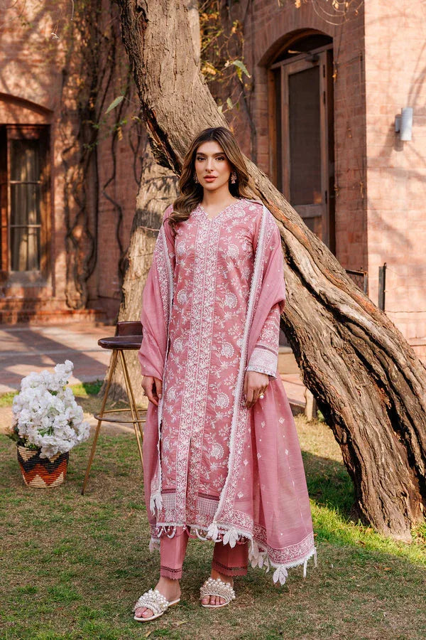 Farasha | Dastoor Embroidered Lawn SS24 | PEARL MIST - Aqsa Fabrics