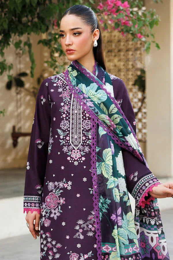 Farasha | Summer Weaves Embroidered Lawn | Plum Allure - Aqsa Fabrics