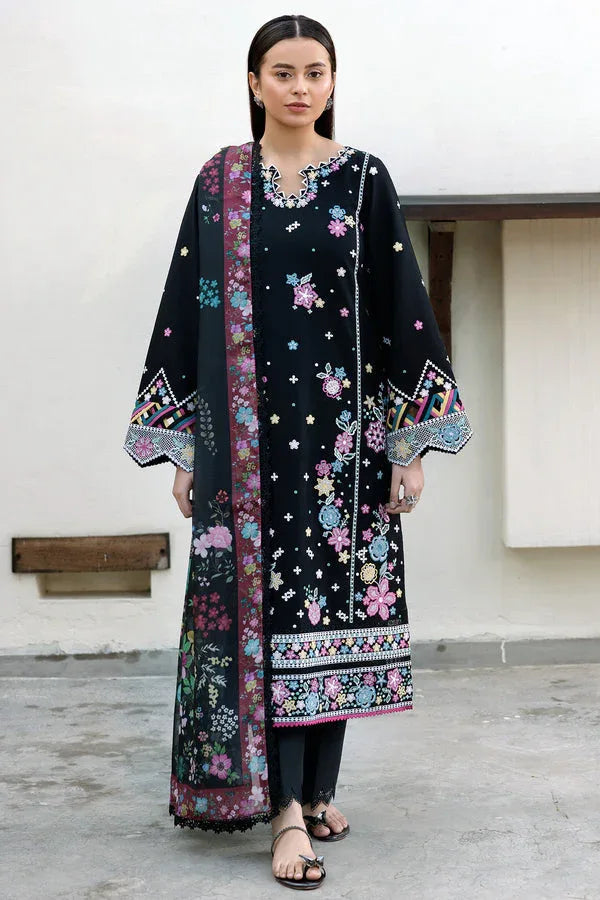 Farasha | Summer Weaves Embroidered Lawn | Ember Shadow - Aqsa Fabrics