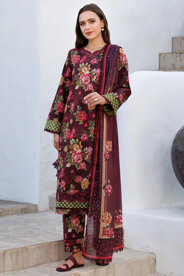 Farasha | Printed Essentials | Floral Berry - Aqsa Fabrics