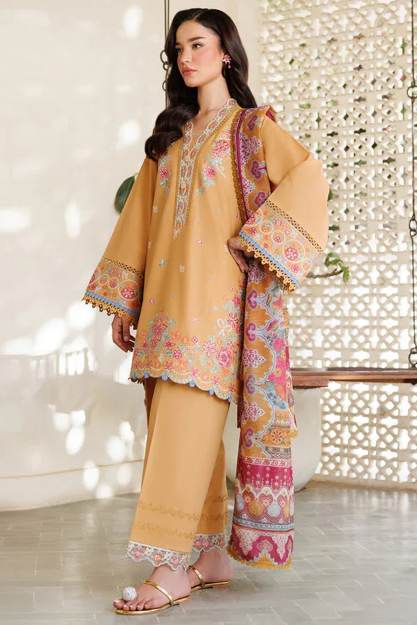 Farasha | Summer Weaves Embroidered Lawn | Golden Bloom - Aqsa Fabrics