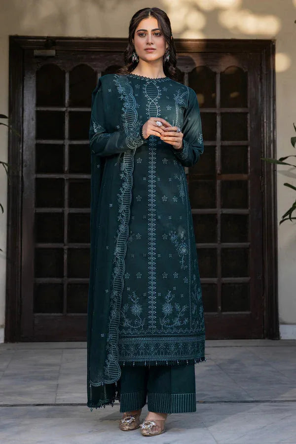 Farasha | Summer Weaves Embroidered Lawn | Teal Serenity - Aqsa Fabrics