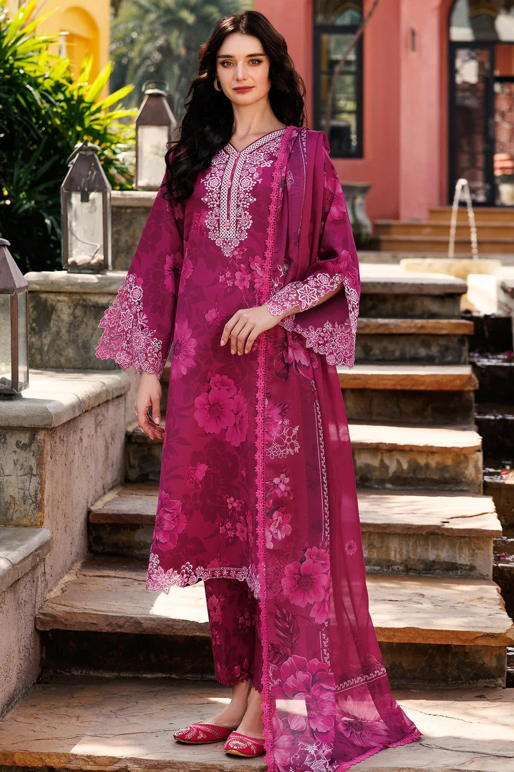 Farasha | Printed Essentials | Fuchsia Flare - Aqsa Fabrics