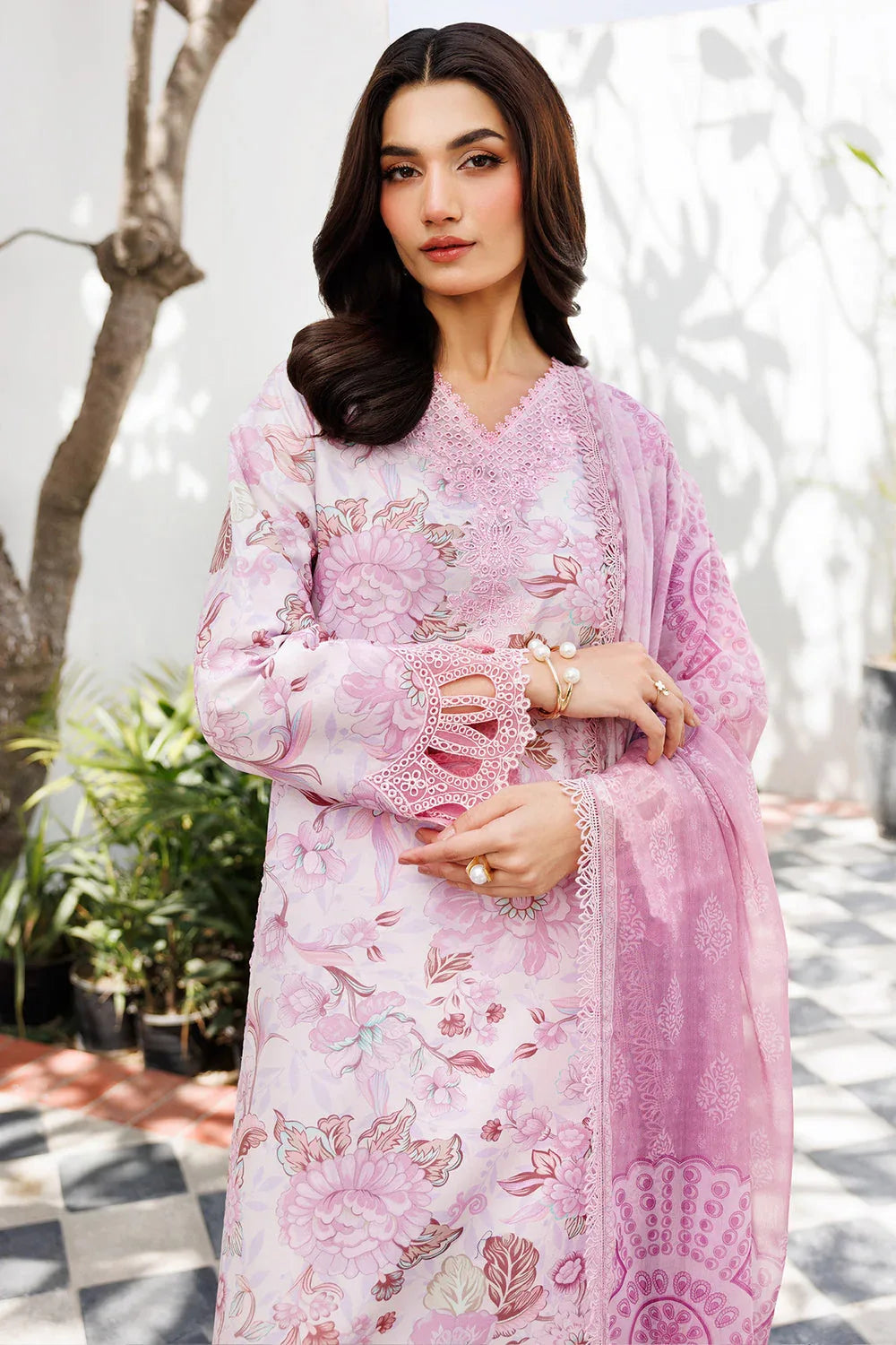 Farasha | Printed Essentials | Pearl Blush - Aqsa Fabrics