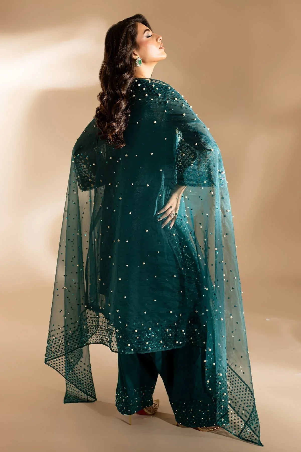 Nureh | Tiny Twinkles | TW-01 TEAL DREAM - Aqsa Fabrics