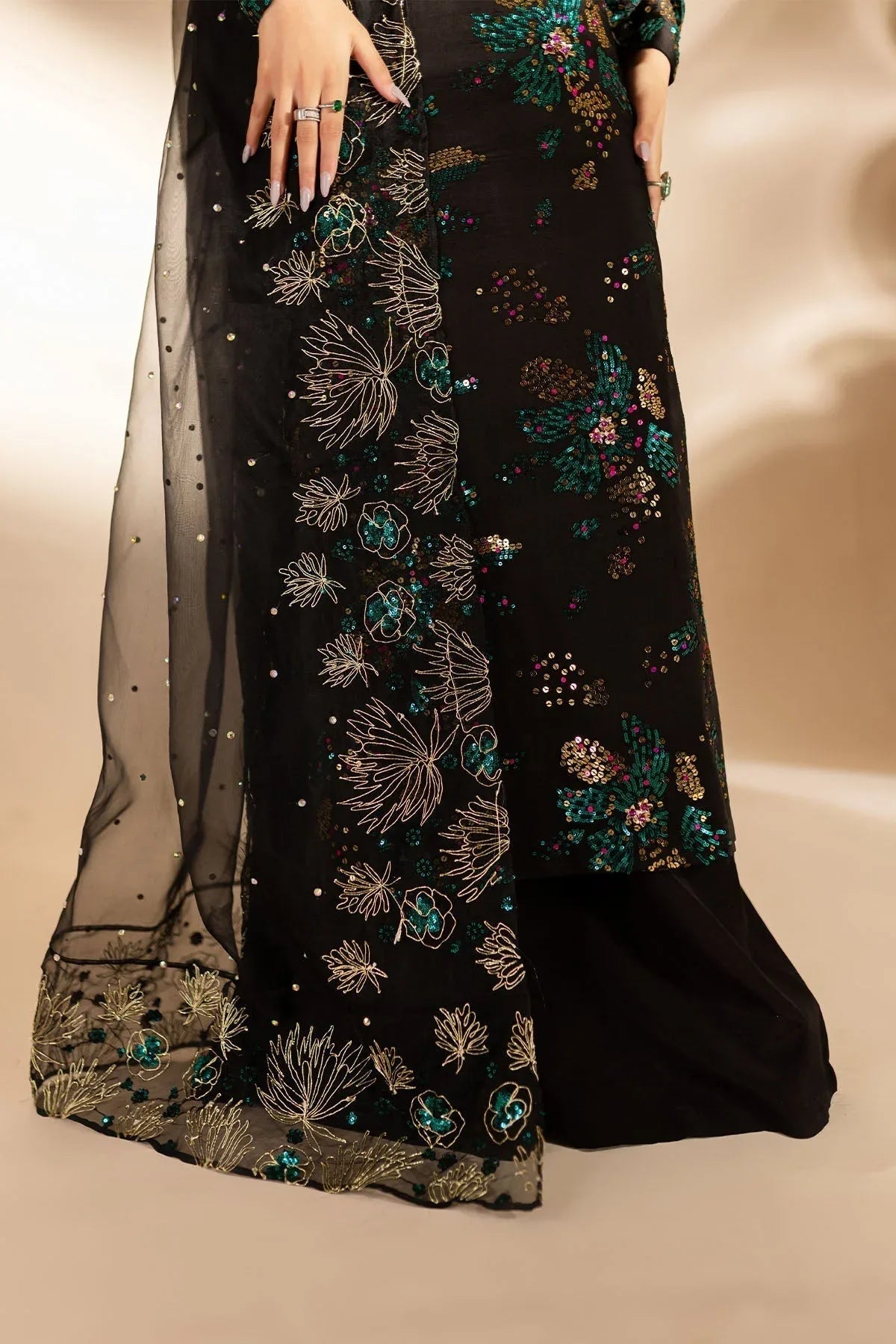 Nureh | Fancy Formals | TW-02 GOLDEN STARDUST - Aqsa Fabrics