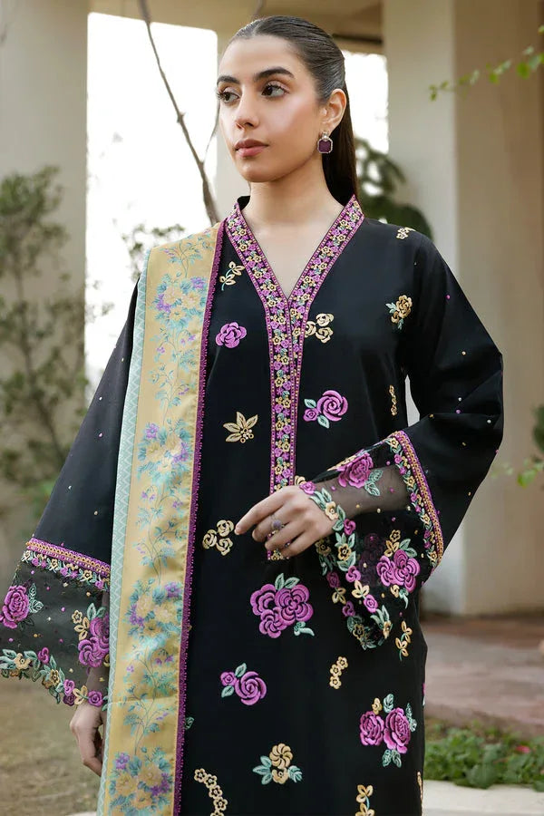 Farasha | Summer Weaves Embroidered Lawn | Raven Dusk - Aqsa Fabrics