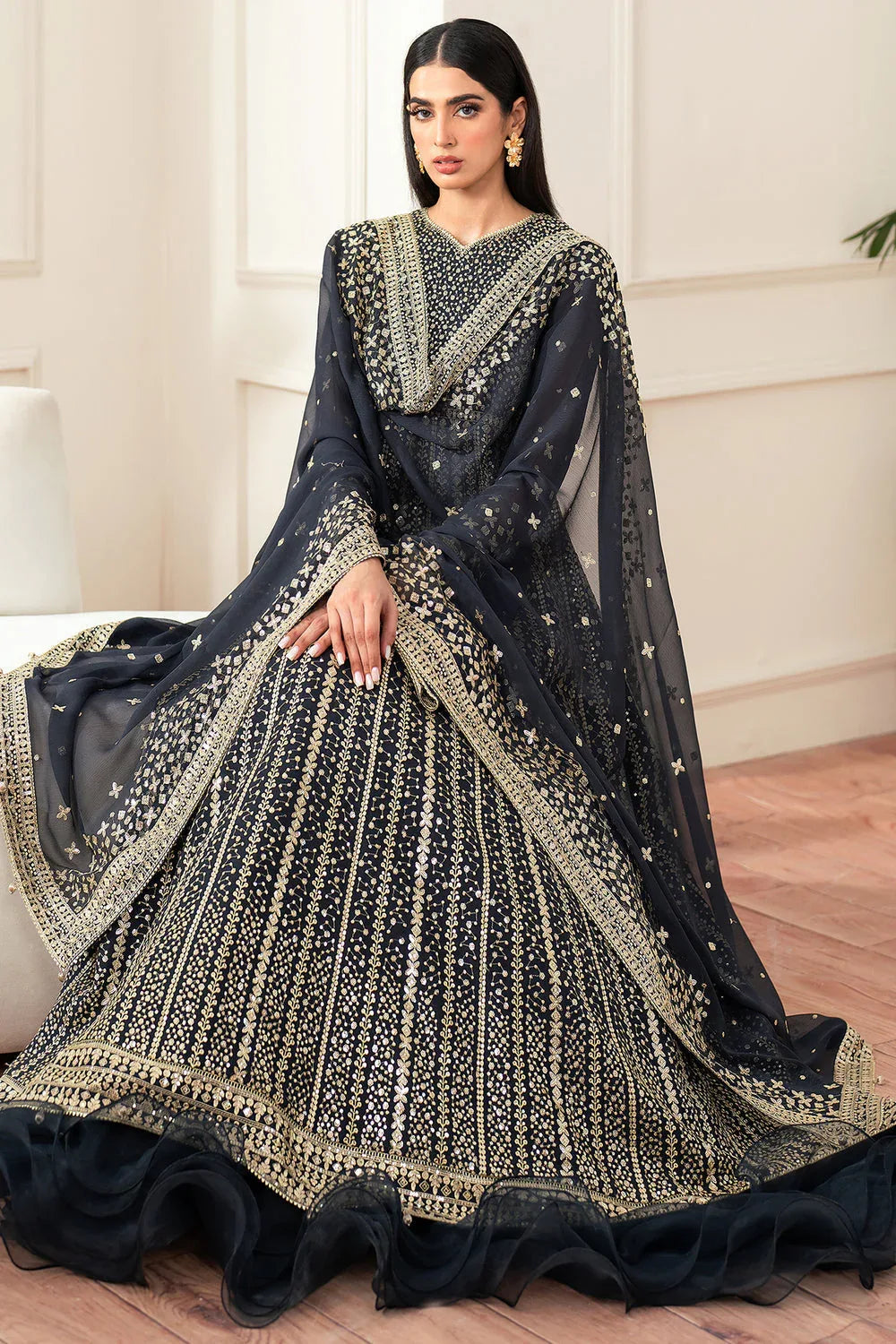 Farasha | Essence Formals 25 | Midnight Navy - Aqsa Fabrics