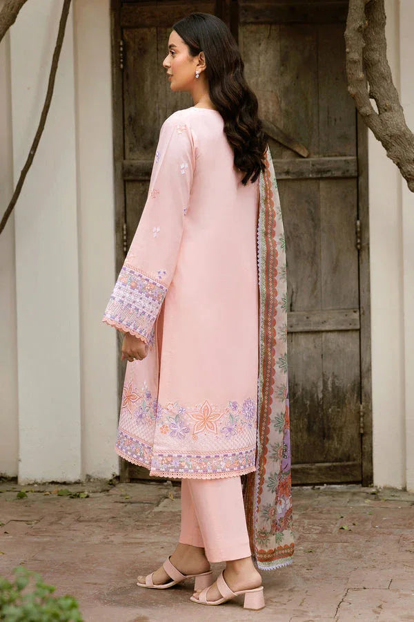 Farasha | Summer Weaves Embroidered Lawn | Coral Peach - Aqsa Fabrics