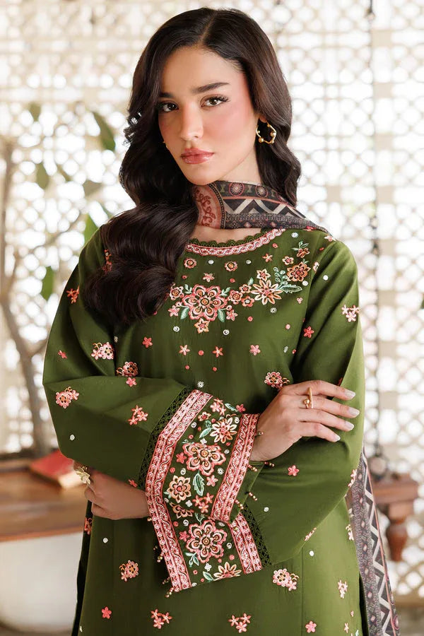 Farasha | Summer Weaves Embroidered Lawn | Olivine Dreams - Aqsa Fabrics