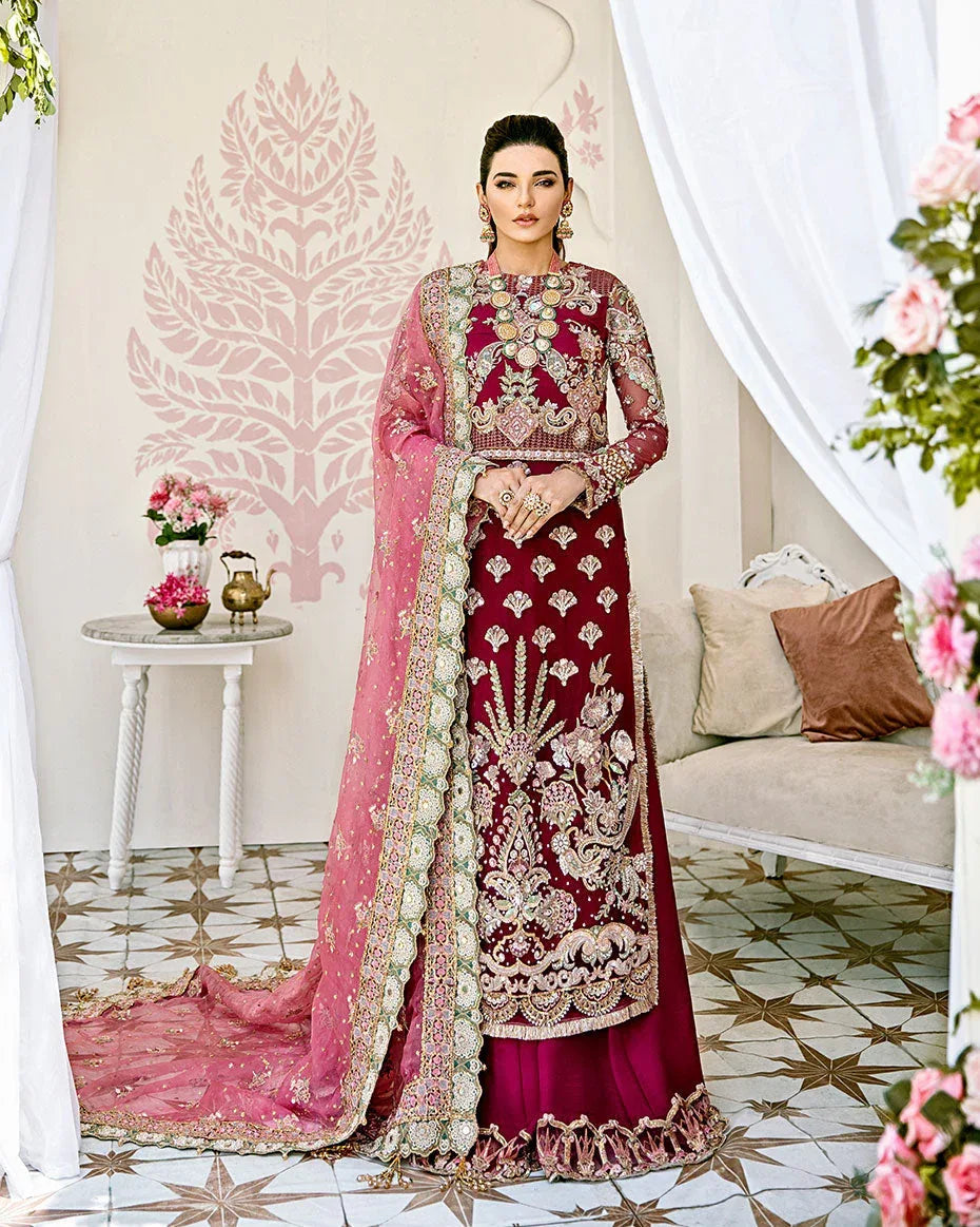 Gulaal | Wedding Formals | Pois Embroidered Net 3-Piece Suit WS-08 - Aqsa Fabrics