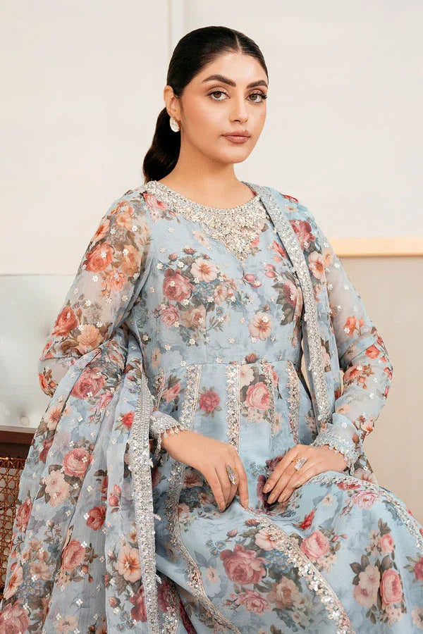 Baroque | Luxury Pret 25 | EMBELLISHED PRINTED CHIFFON PR-1058 - Aqsa Fabrics