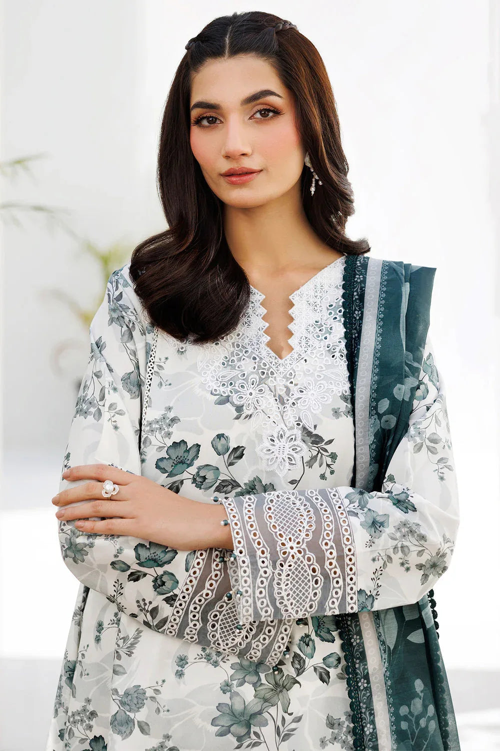 Farasha | Printed Essentials | Smokey Sea - Aqsa Fabrics