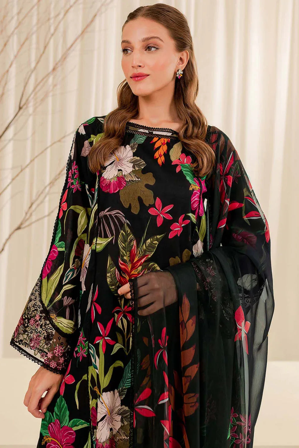 Farasha | Printed Essentials | Ebony Passion - Aqsa Fabrics