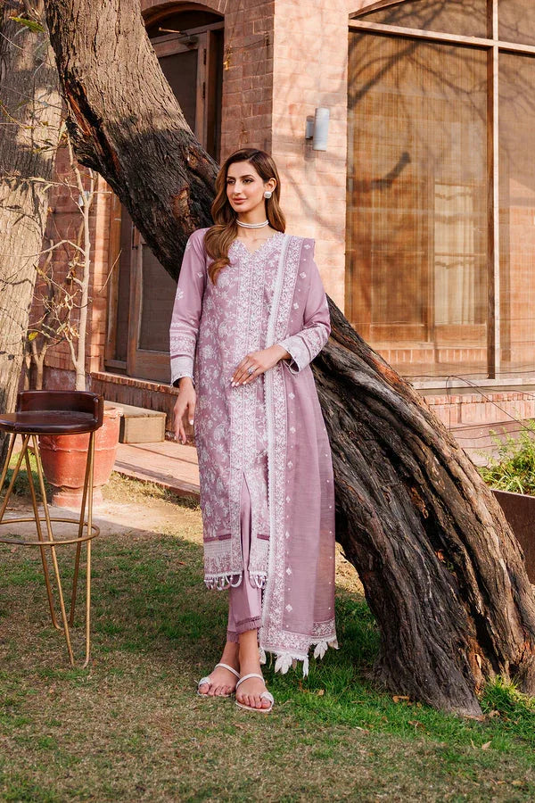 Farasha | Dastoor Embroidered Lawn SS24 | DAINTY LILAC - Aqsa Fabrics