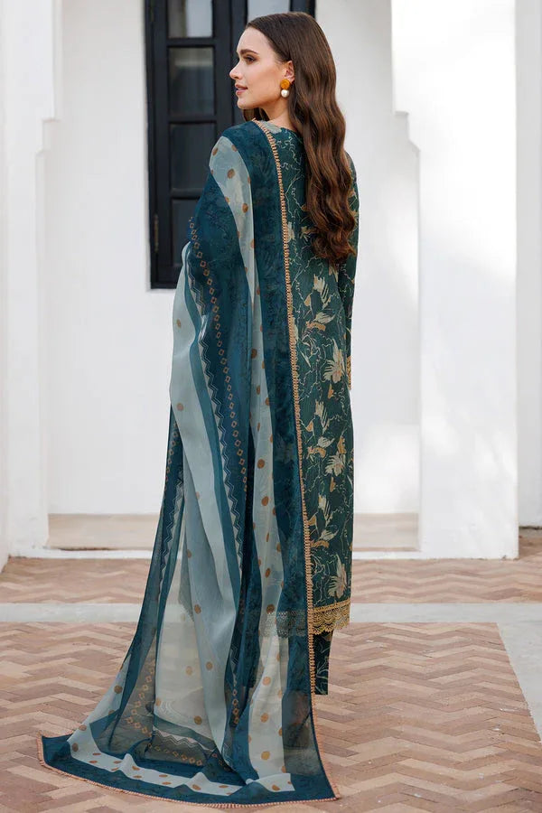 Farasha | Printed Essentials | Teal Bell - Aqsa Fabrics