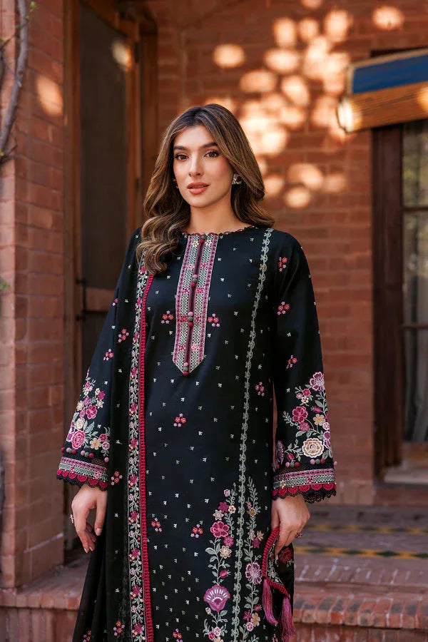 Farasha | Dastoor Embroidered Lawn SS24 | ORNATE NOIR - Aqsa Fabrics