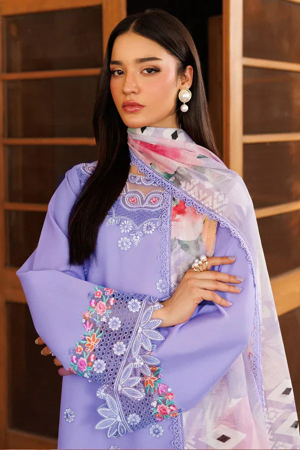 Farasha | Summer Weaves Embroidered Lawn | Lavender Dew - Aqsa Fabrics